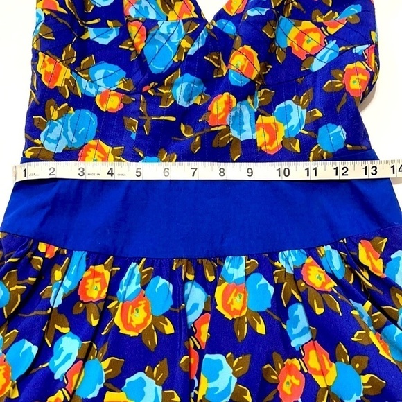 Tracy Reese- Blue & Orange Floral Print Dress - Picture 13 of 14